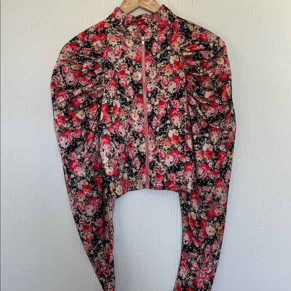 Rotate - Birger Christensen Kim Colorful Floral Puff Long Sleeve Blouse Size 8 - Picture 11 of 11